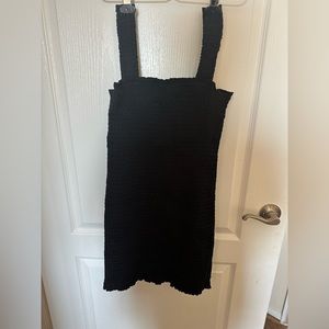 Smocked mini black dress